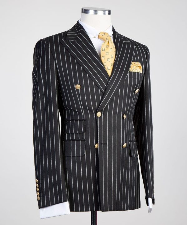 Striped Black Double Breast Suit - Image 3
