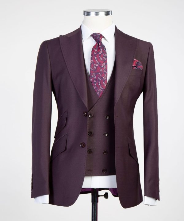 Plain Dark Maroon Suit - Image 6