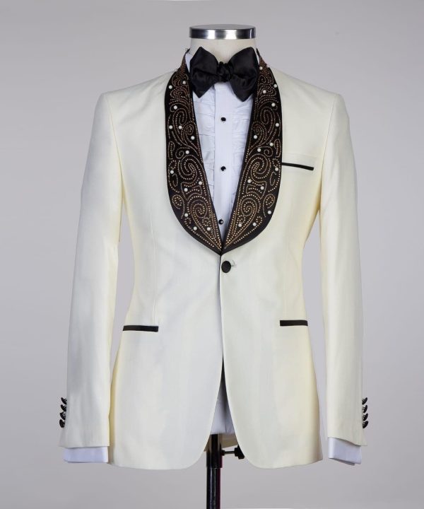 White with Gold Accent Tuxedo - Image 2