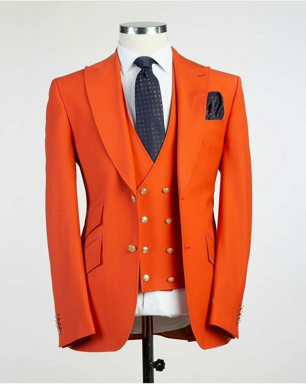 Plain Bright Orange Suit - Image 4