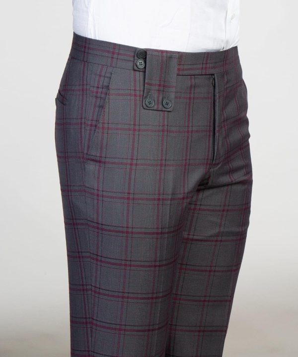 Navy Blue Plaid Double Breast Suit - Image 4