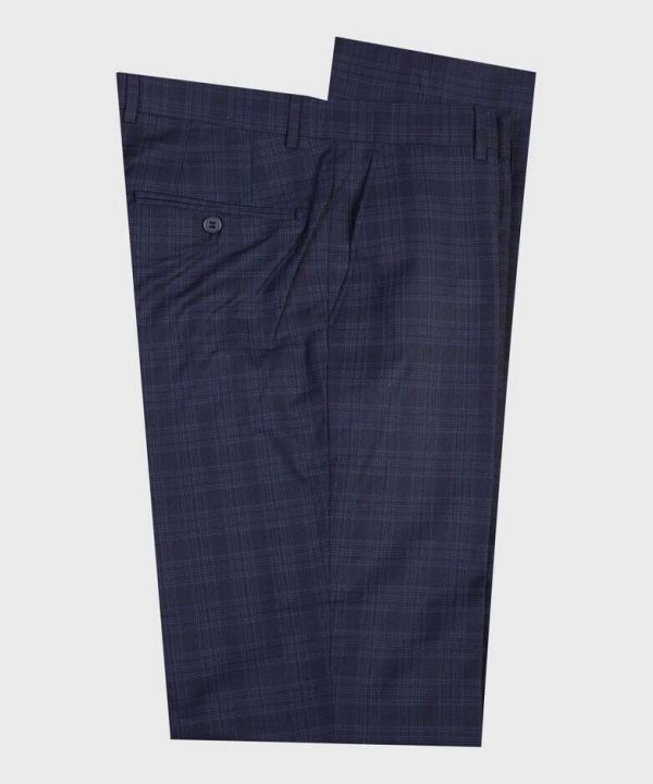 Navy Blue Checked Double Breast Suit - Image 2