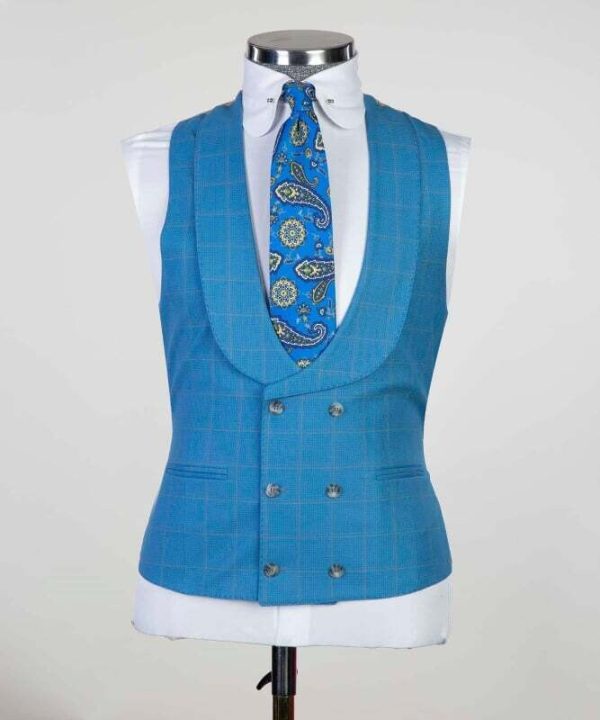 Checked light Blue Suit - Image 2
