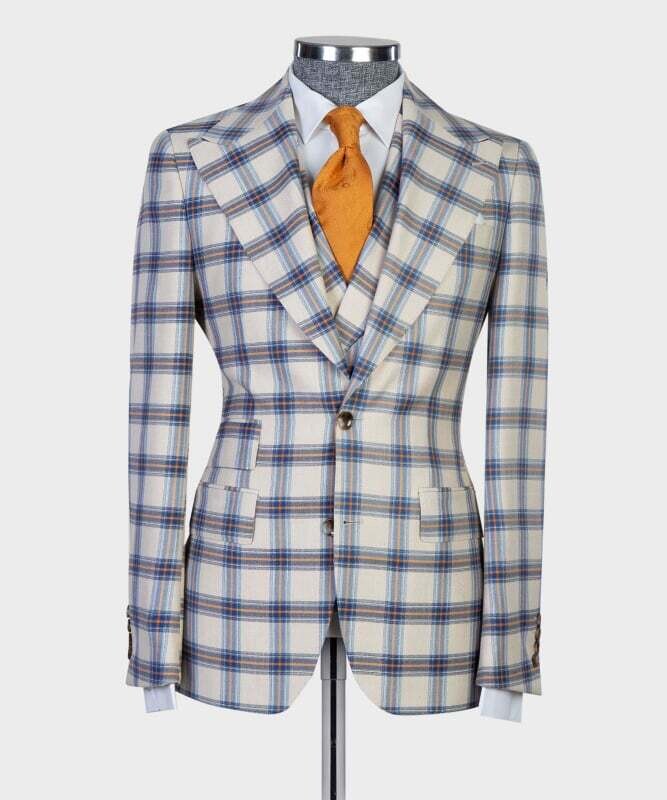 Checked Blue and White Suit
