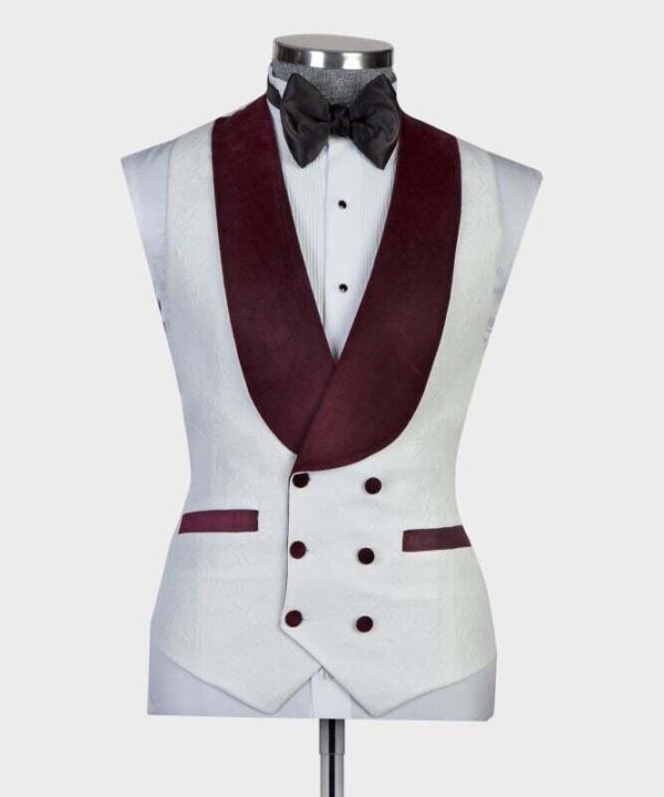 White and Burgundy Tuxedo - Image 4
