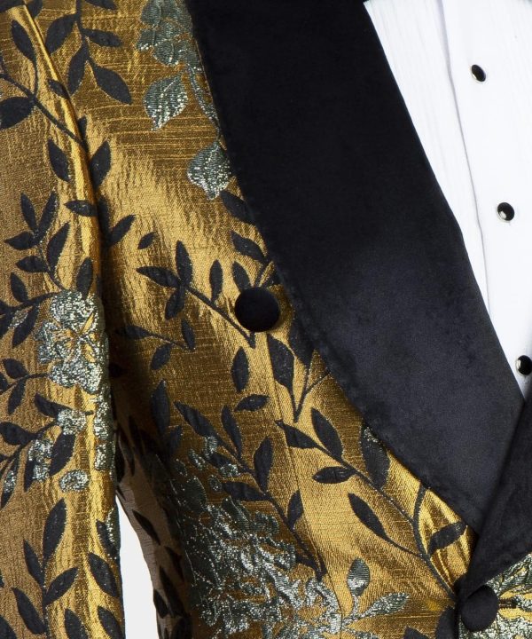 Gold Flowered Double Breast Tuxedo - Image 3