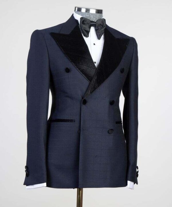 Navy Blue Double Breast Tuxedo - Image 2