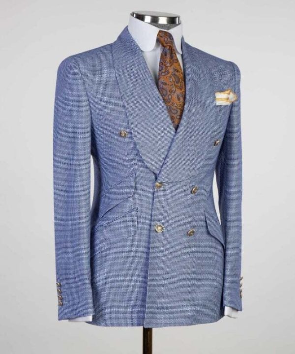 Cornflower Blue Double Breast Suit - Image 4