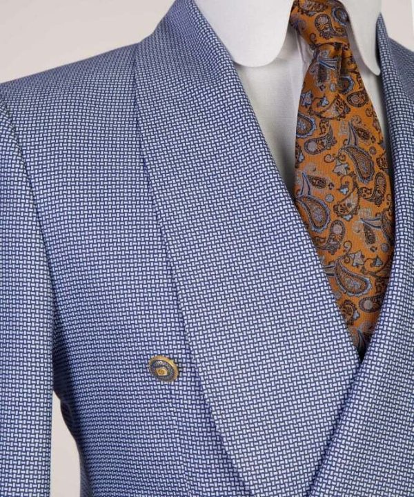 Cornflower Blue Double Breast Suit - Image 3