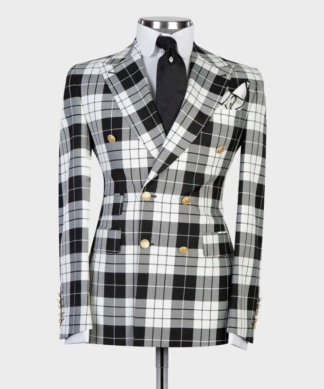 Black and White Checked Double Breast Suit