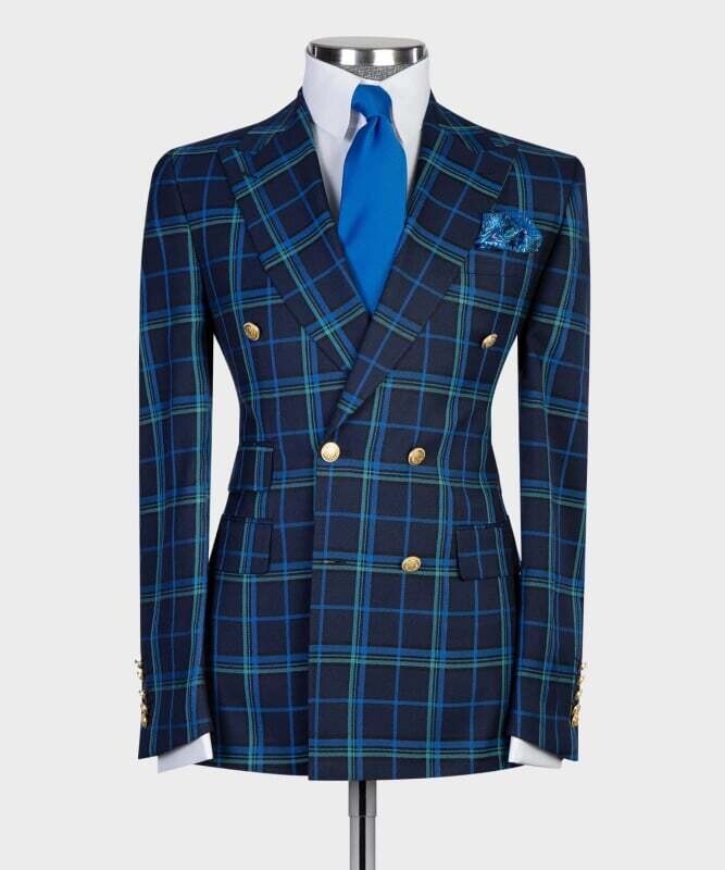 Blue Checked Double Breast Suit