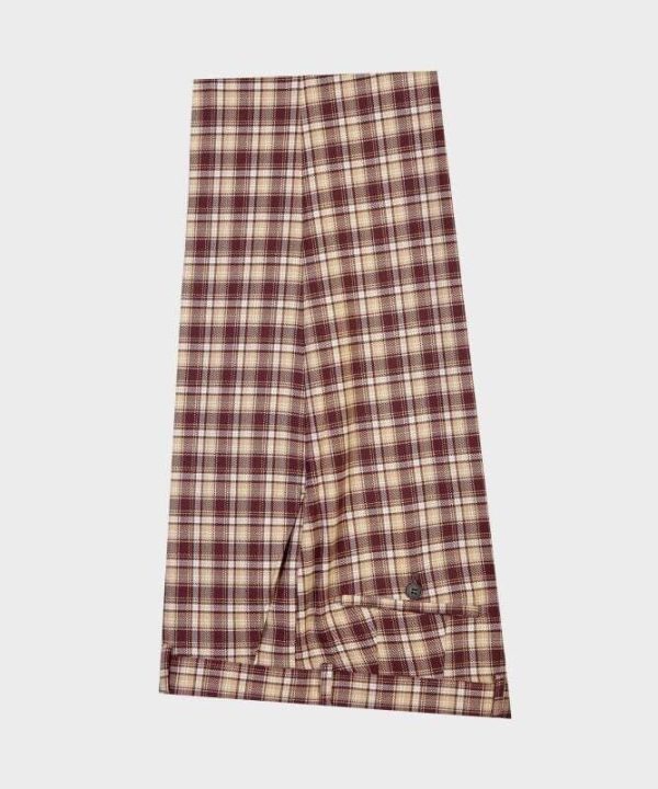 Burgundy Checked Double Breast Suit - Image 2