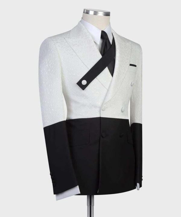 White and Black Double Breast Suit - Image 5