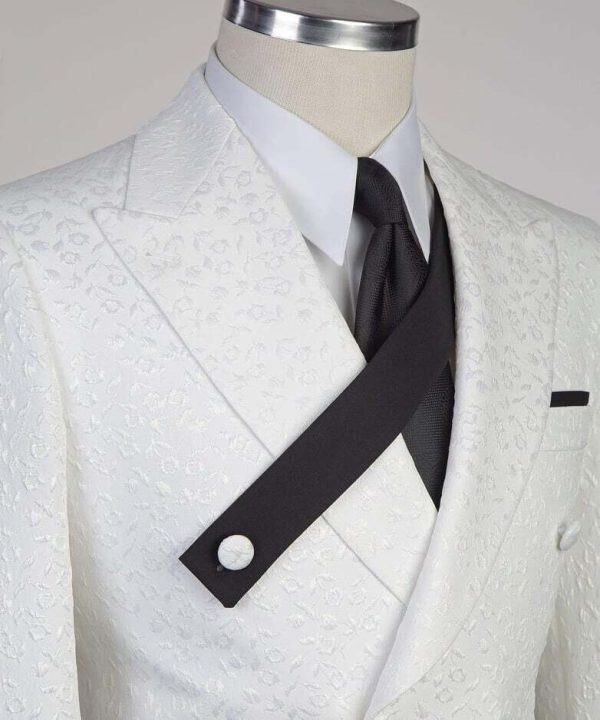 White and Black Double Breast Suit - Image 3