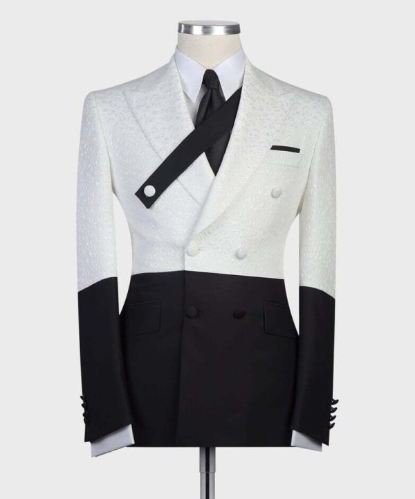 White and Black Double Breast Suit