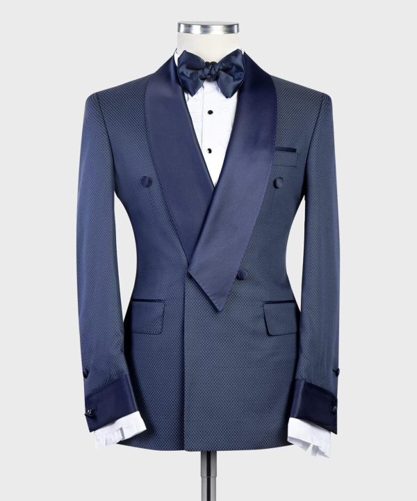 Navy Blue Double Breast Tuxedo - Image 2
