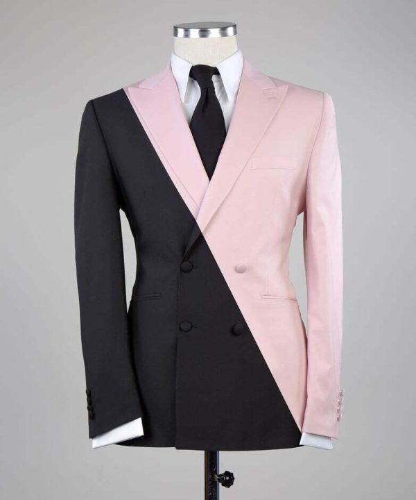 Pink and Black Designer Double Breast Suit