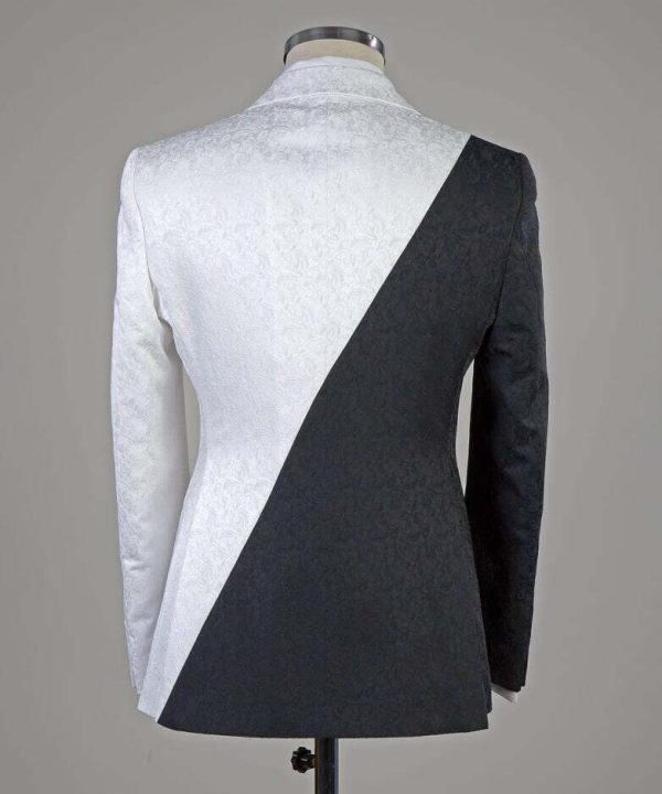 White and Black Designer Double Breast Suit - Image 3