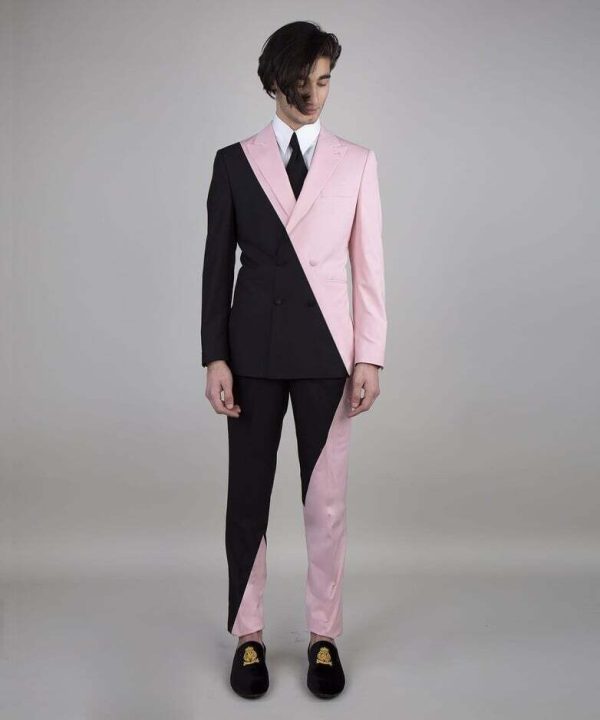 Pink and Black Designer Double Breast Suit - Image 2