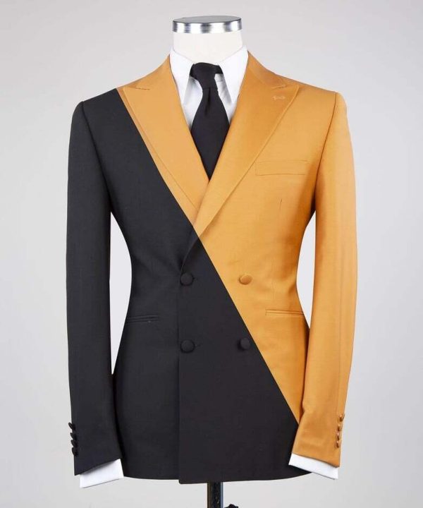 Brown and Black Designer Double Breast Suit