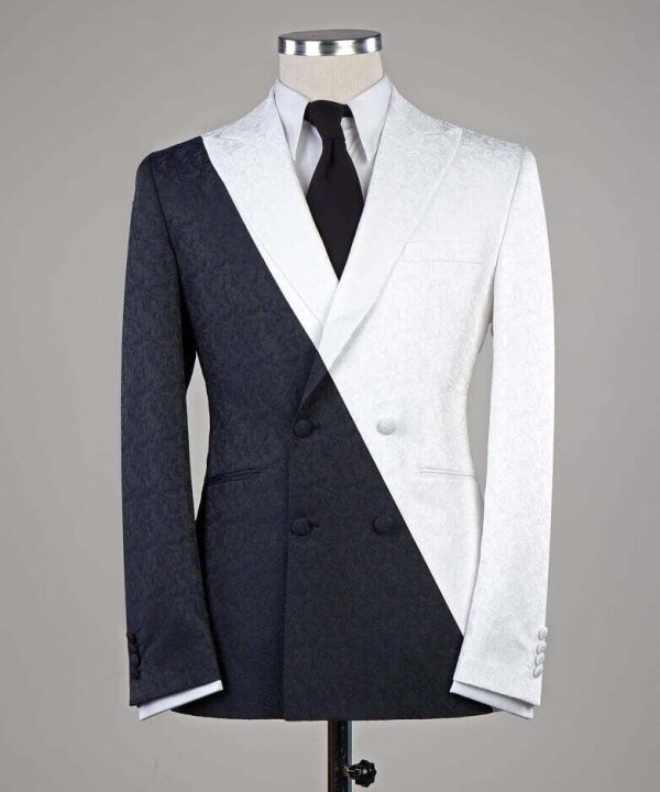 White and Black Designer Double Breast Suit