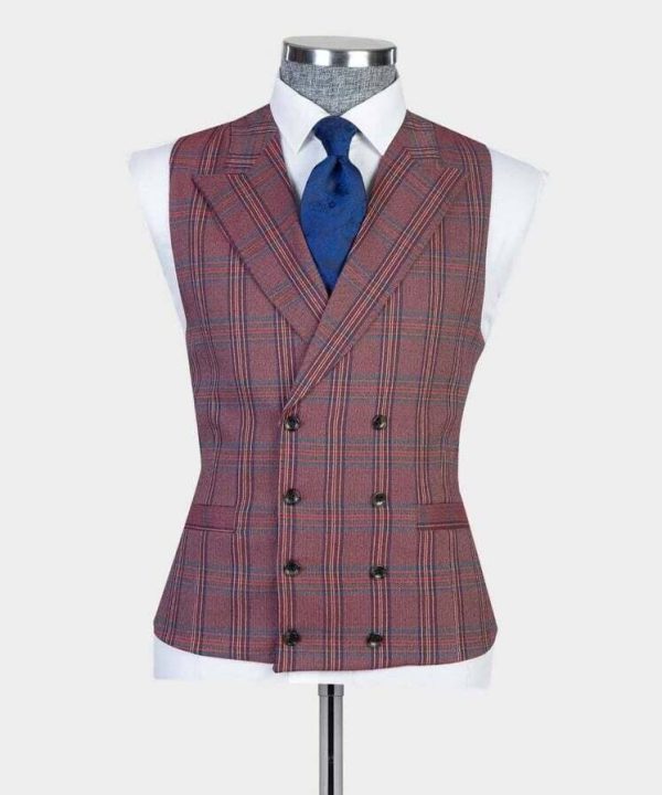 Checked Burgundy Suit III - Image 4