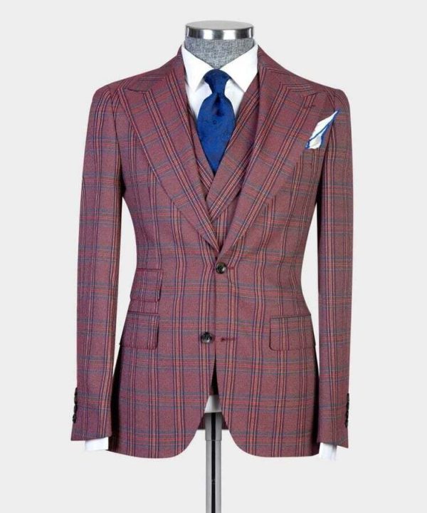 Checked Burgundy Suit III