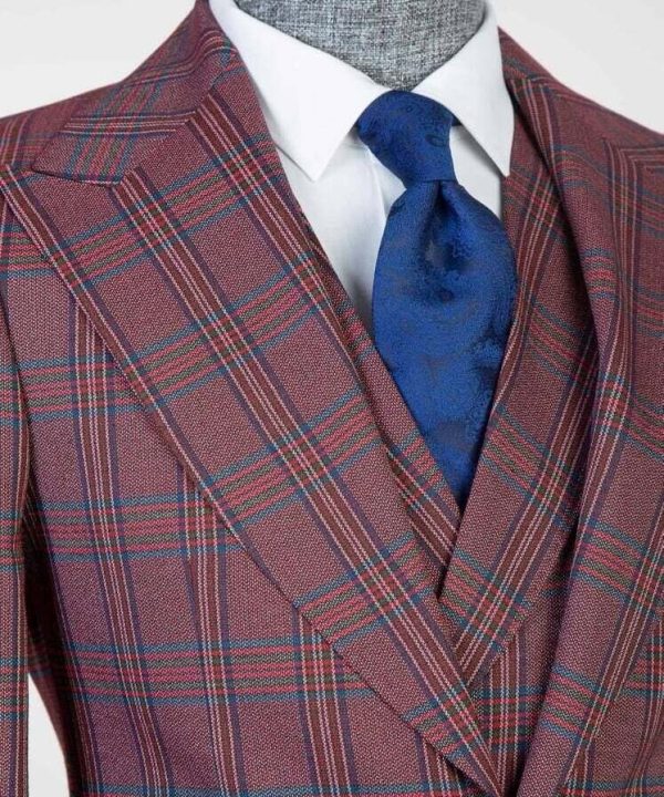 Checked Burgundy Suit III - Image 3