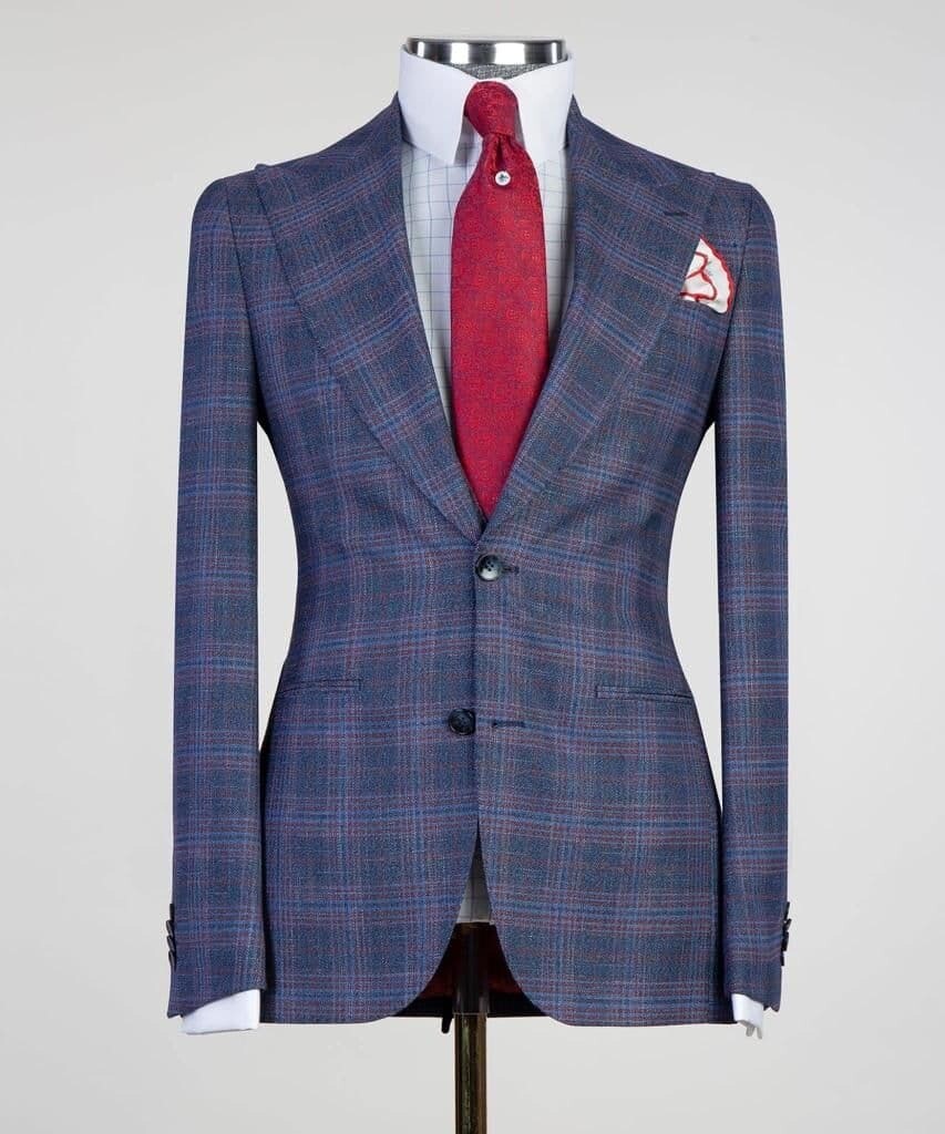 Checked Grey and Blue Suit