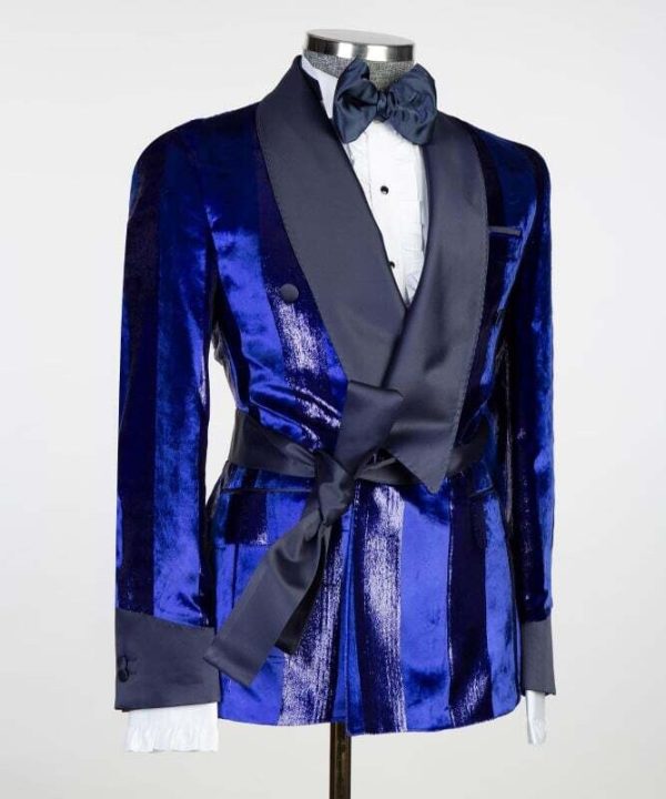 Stripped Blue and Black Tuxedo - Image 3