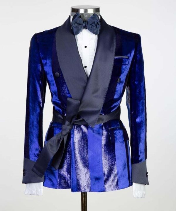Stripped Blue and Black Tuxedo - Image 4