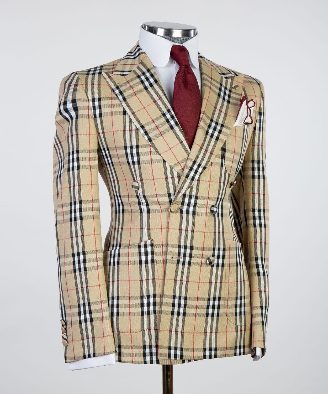 Beige Striped Breast Suit III