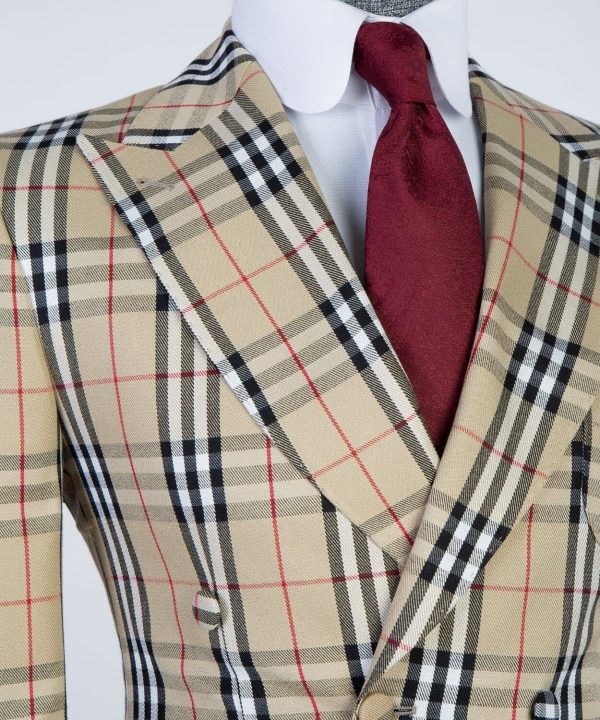 Beige Striped Breast Suit III - Image 2